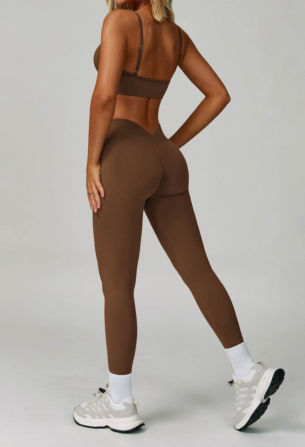 Activewear Set with V Neck Sports Bra and Legging