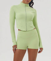 Long Sleeve Zip Up Cropped Sports Jacket