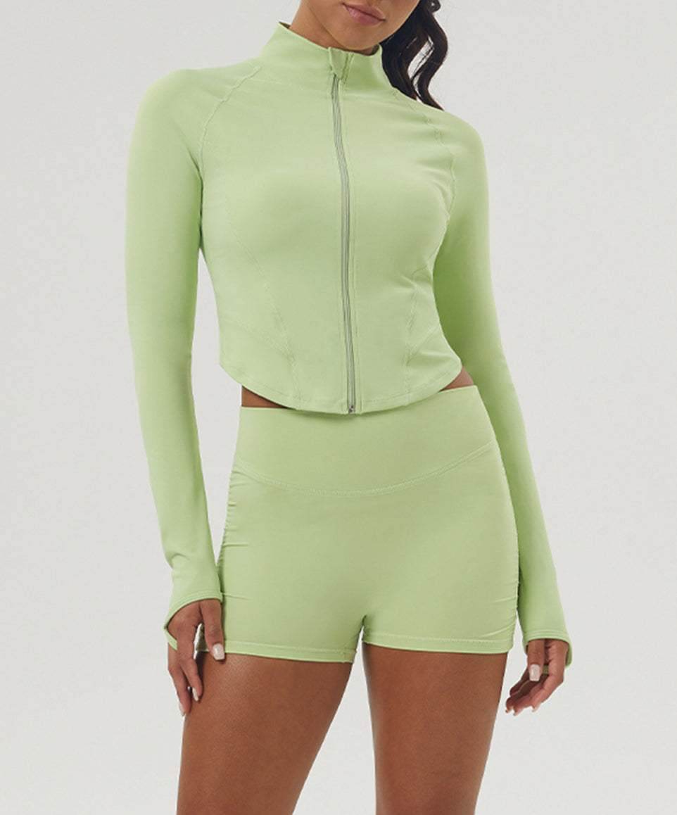Long Sleeve Zip Up Cropped Sports Jacket