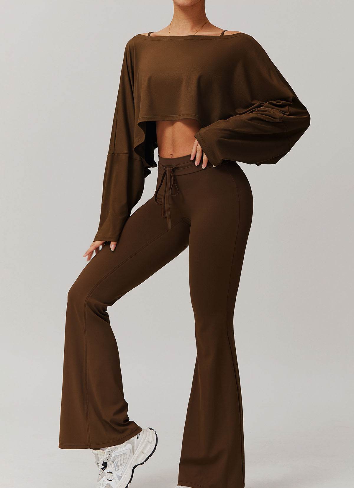 Sports Sets with Long Sleeve T-Shirts and Flare Pants