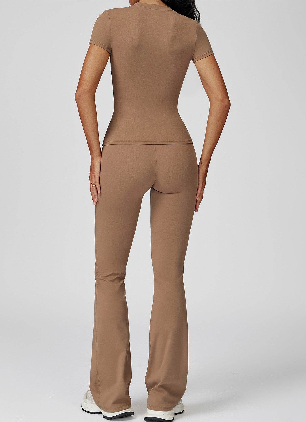 Sports Wear with Short Sleeve T-Shirt and Flared Leg Pants