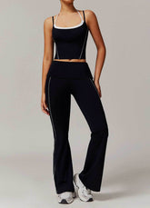 Activewear Set with Double Crossed Tank Top and Flare Pant