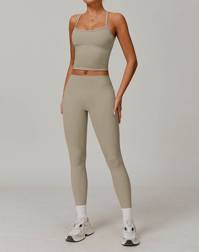 Athletic Wear with Criss Cross Back Tank Top and Legging
