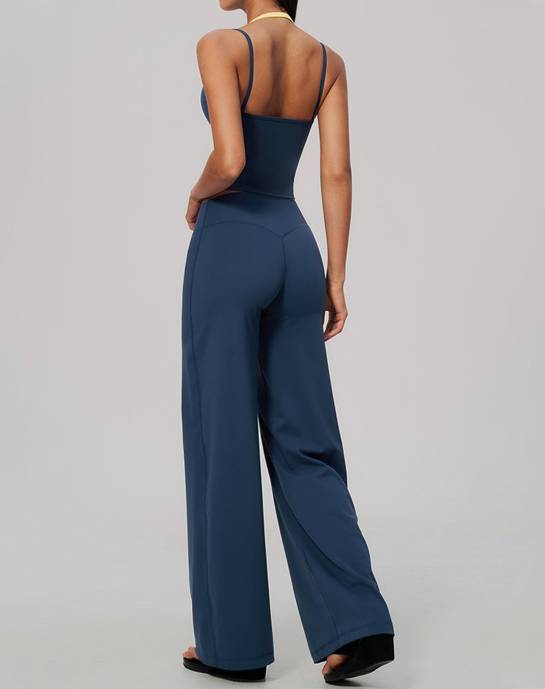 2 Piece Color Block Tank Top and Flare Pant Sets