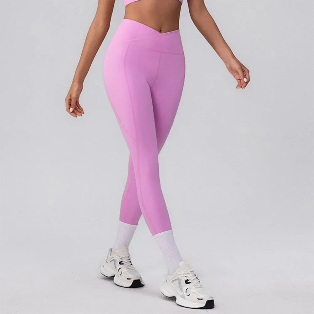 V Cross High Waist Butt Lifting Workout Leggings -