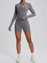 High Waist Fitness Set With Long Sleeve Shirt & Short