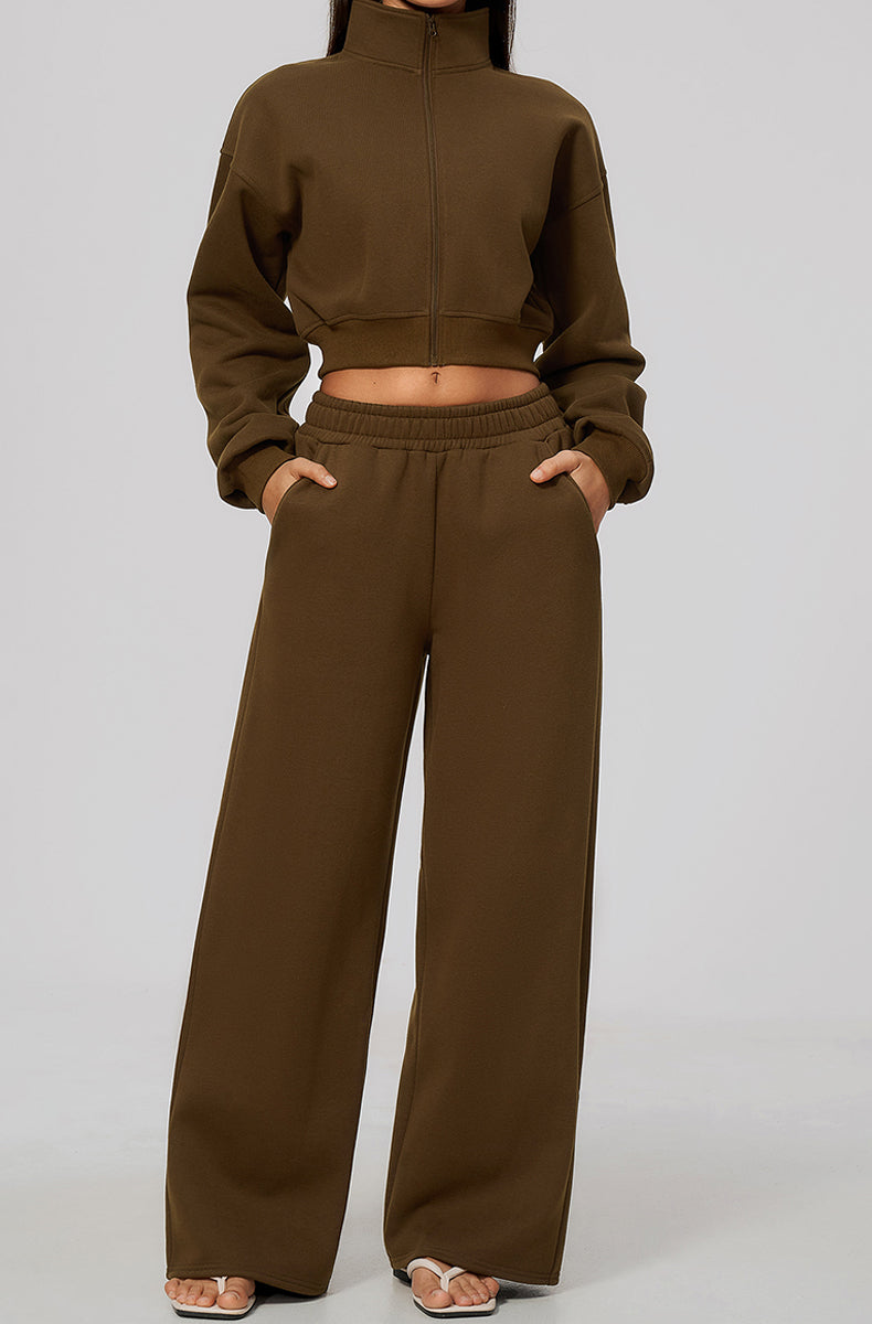 Casual Sports Set with Zip Jacket and Sweatpant
