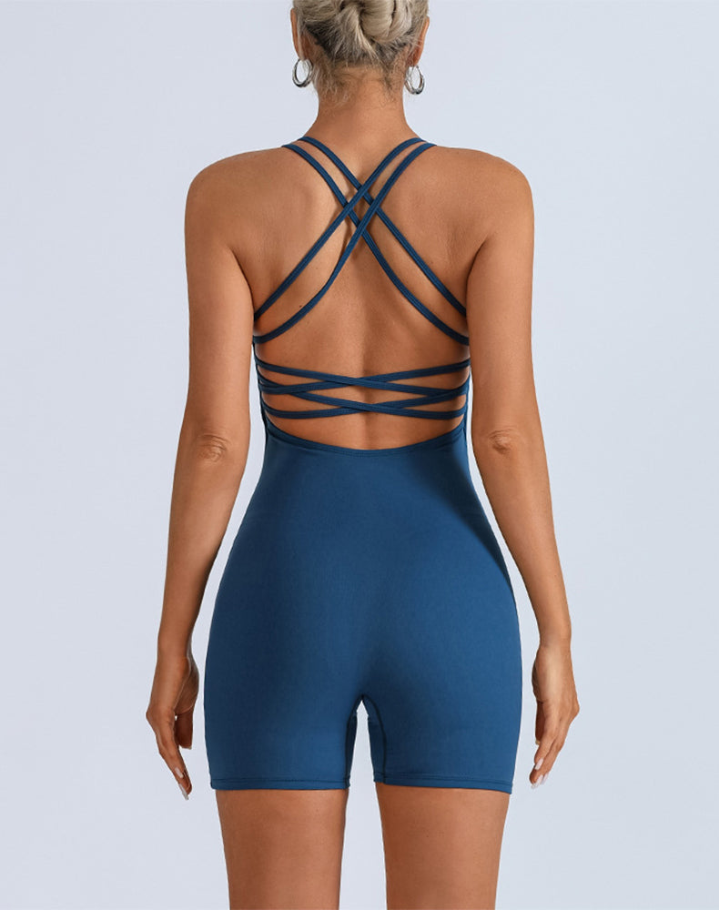 One Piece Spaghetti Strap Romper Backless Short Jumpsuit