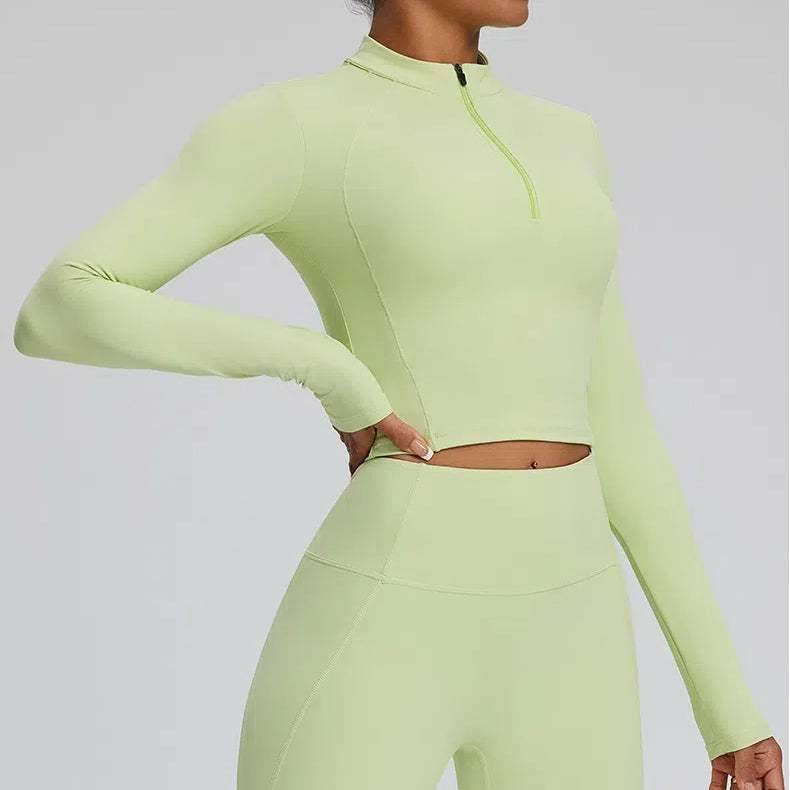 Long Sleeve Half Zip Yoga Jacket with Pocket