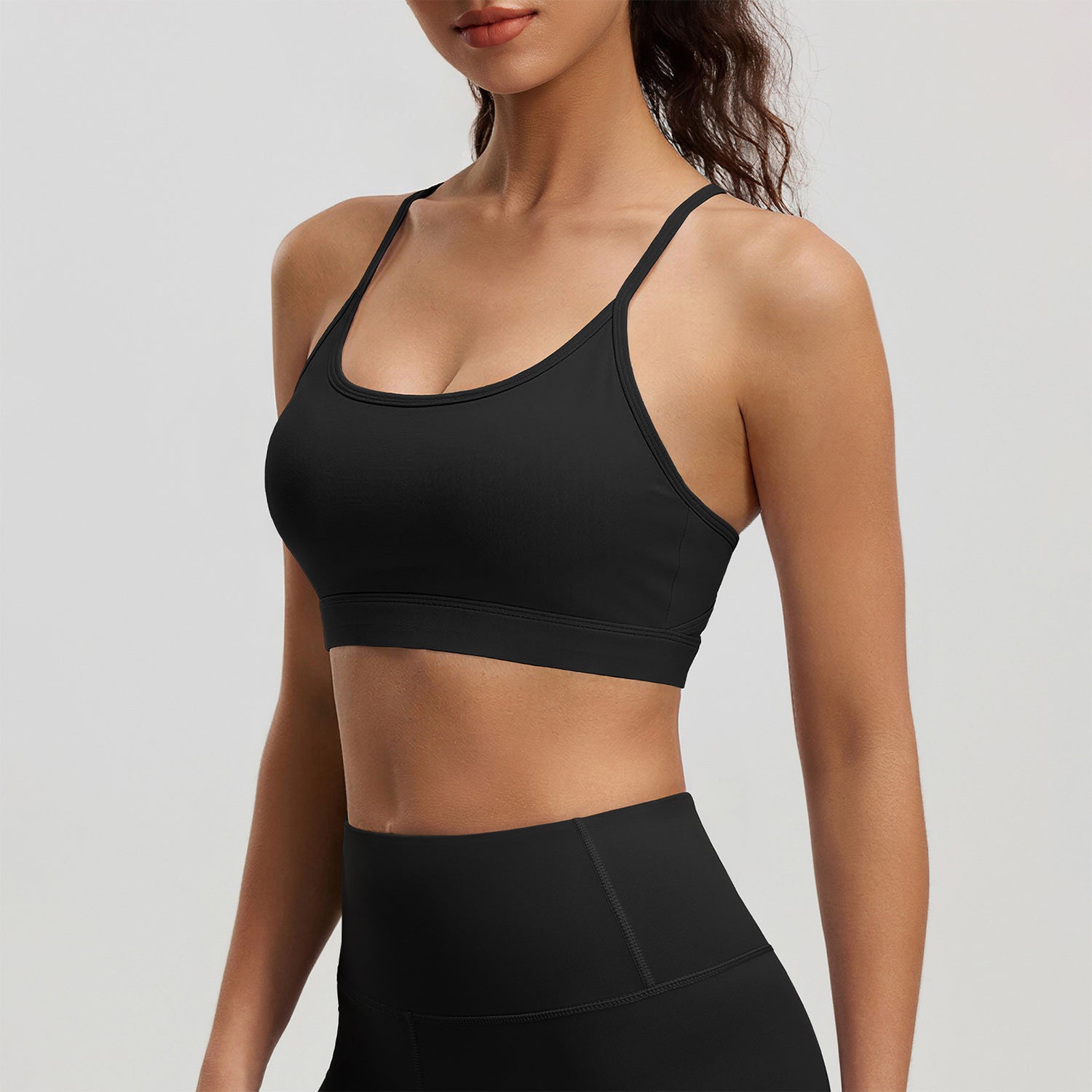 Mesh Halter Neck Sports Bras Spaghetti Straps Yoga Tank Tops