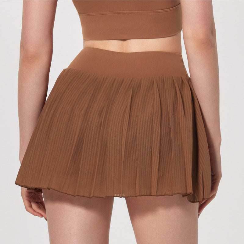 Fashion Solid Color Double Layer Tennis Skirt