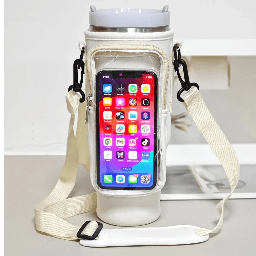 PVC Stanley Water Bottle Carrier Bag for 40oz - Beige