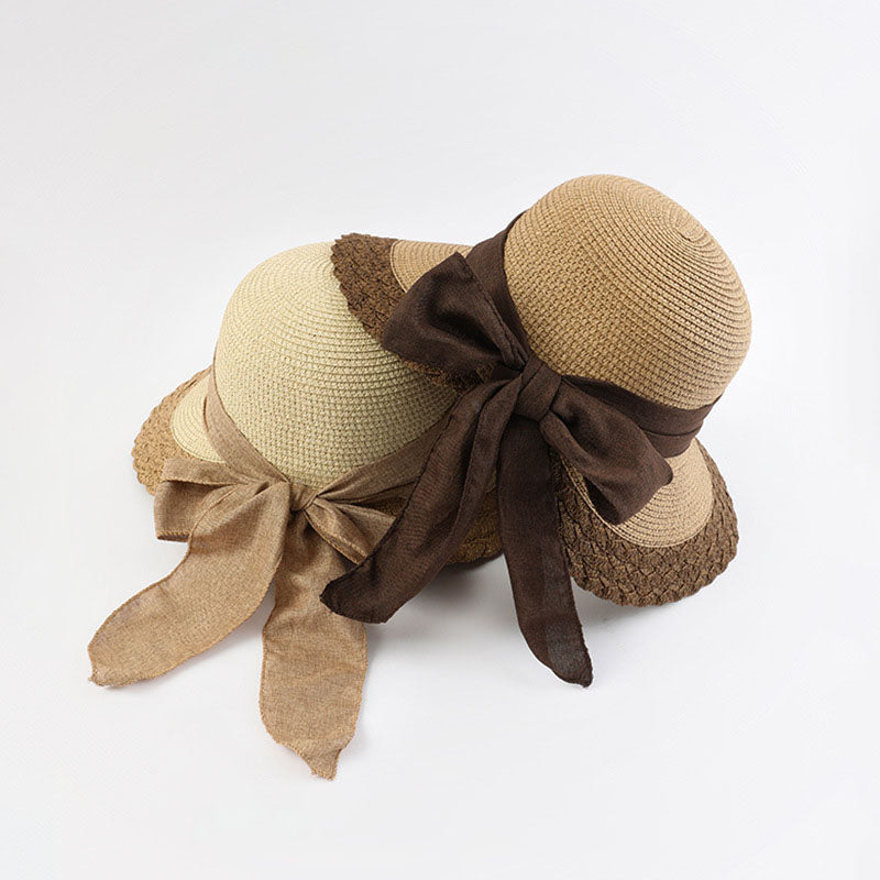 Summer Beach Straw Peach Shaped Hat with Bow