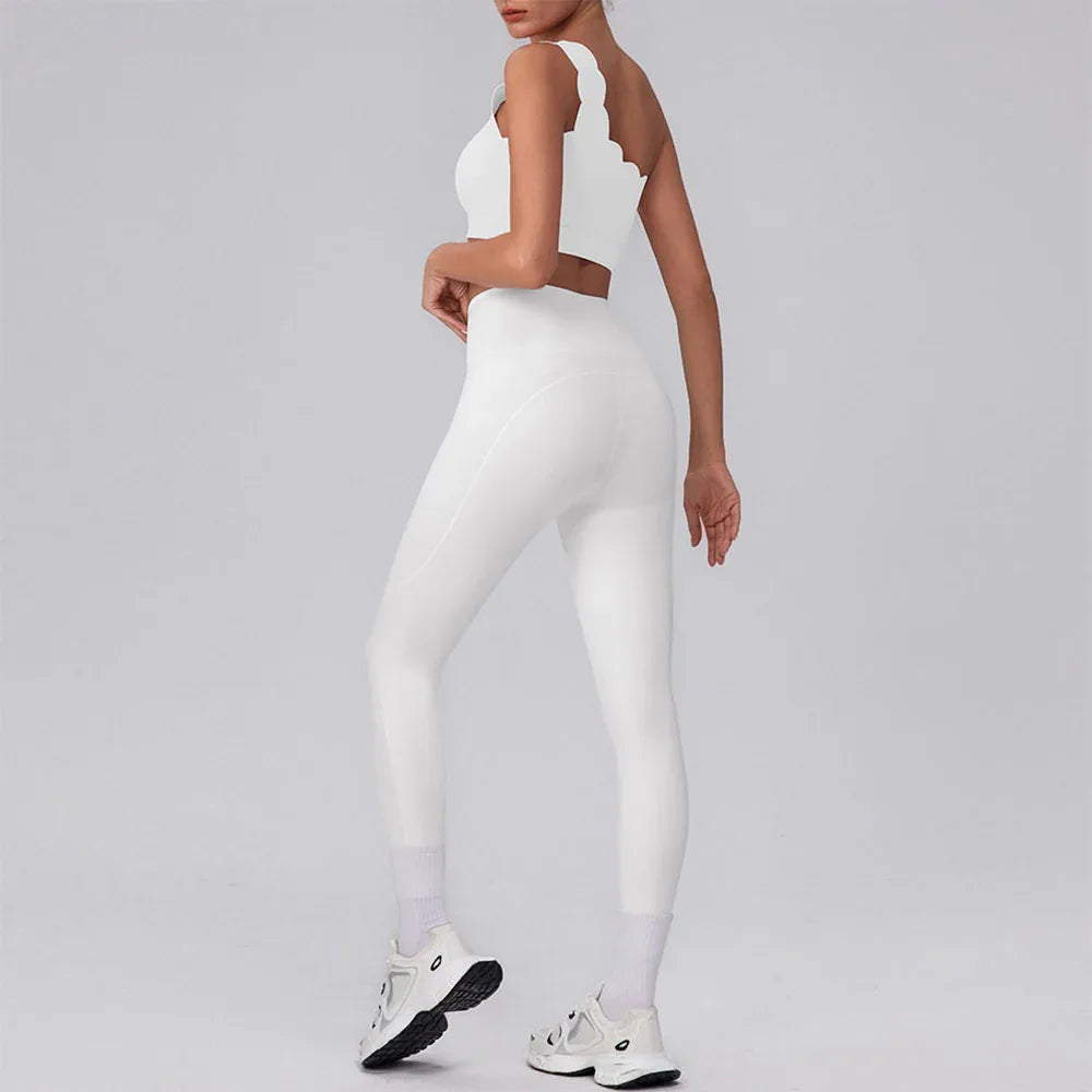 Activewear Sets with One Shoulder Sports Bra and Leggings -