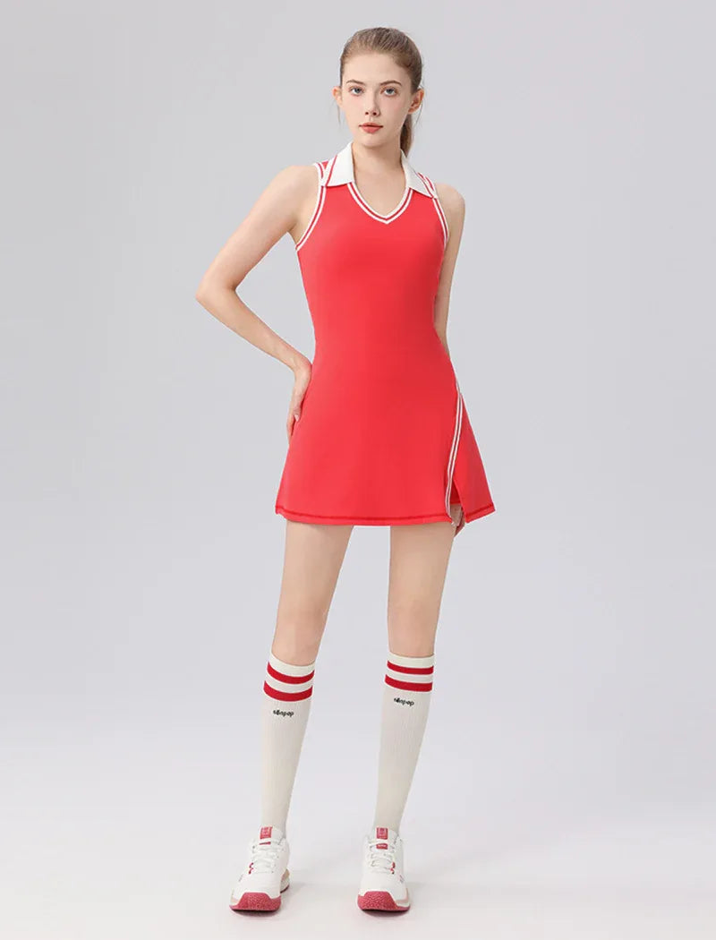Tennis Dresses Polo Golf Dress with Built in Bra and Shorts -