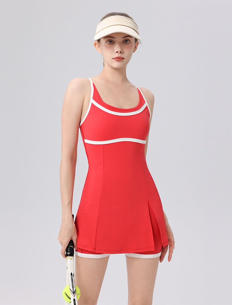 Workout Tennis Golf Mini Dress with Built-in Bra and Shorts -