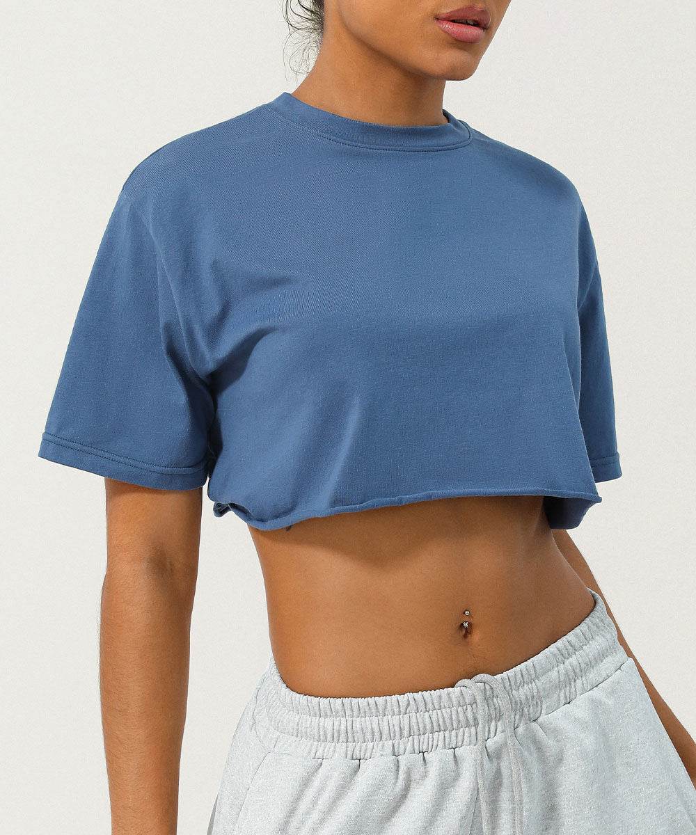 Workout Crop Tops Short Sleeve Yoga Shirts
