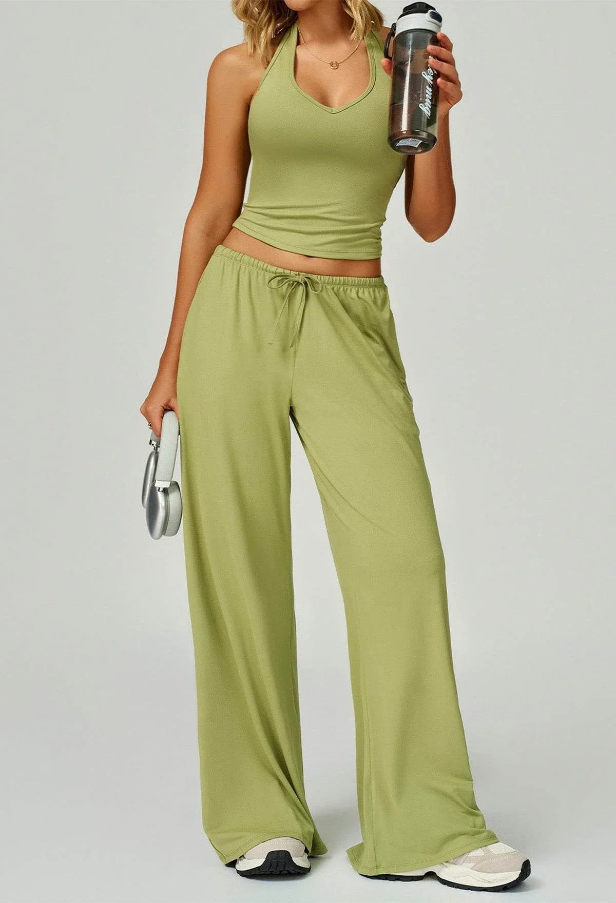 Activewear Wear with Tank Top and Wide Leg Lounge Pants -