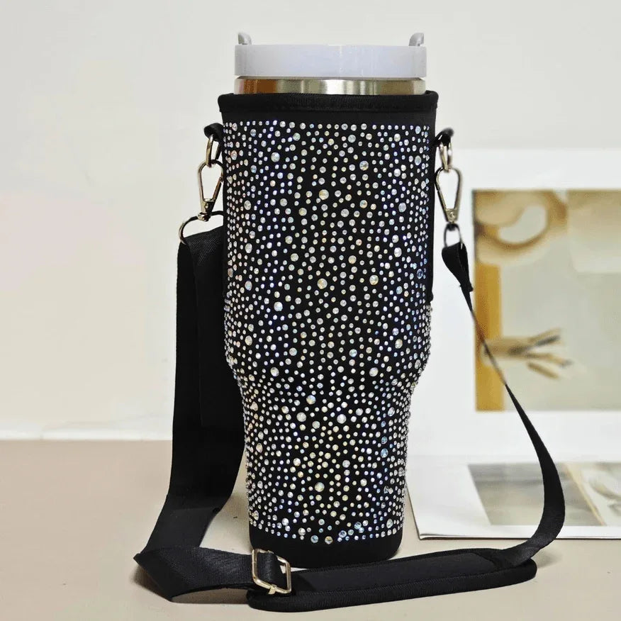 Bling Water Bottle Carrier Bag For Stanley Quencher H2.0 - Black