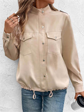 Casual Long Sleeve Shacket with Pockets