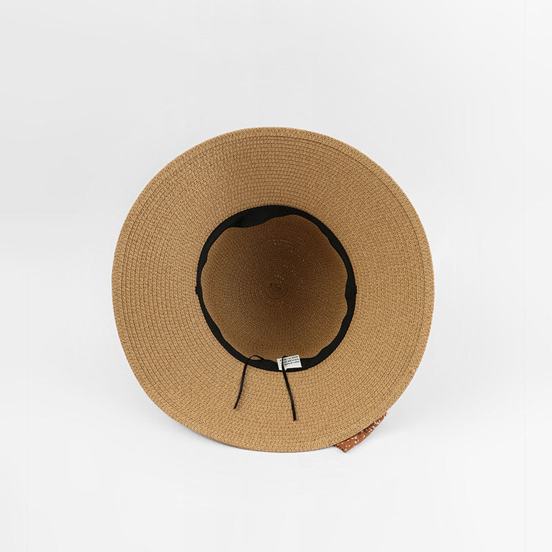 Summer Beach Sun Protection Straw Hat with Floral Bowknot