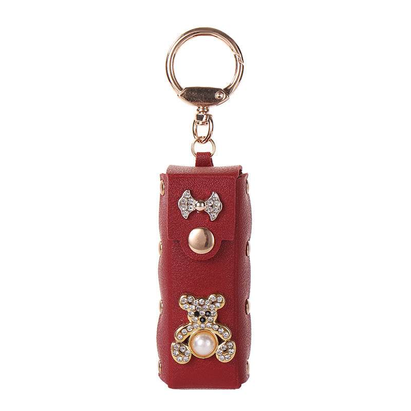 Mini PU Leather Lipstick Bag Keychain Lipstick Case Bag