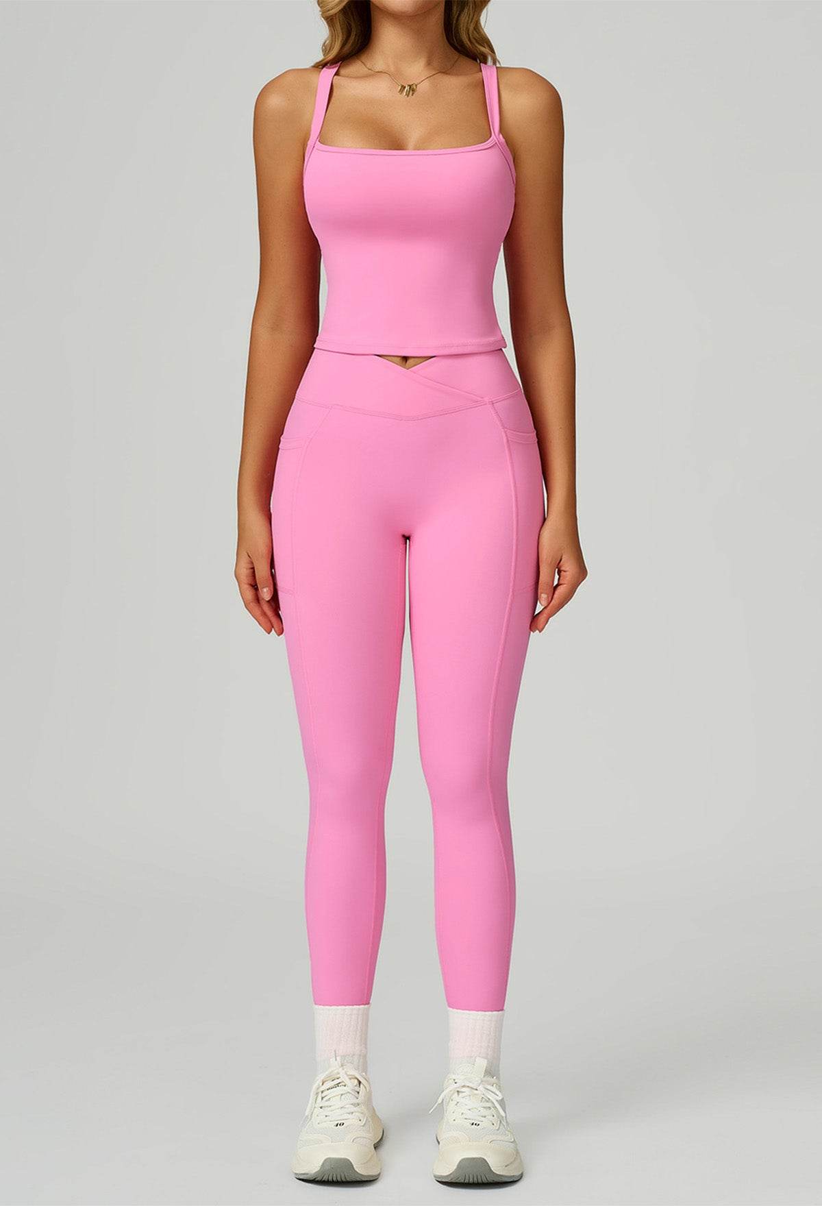 Activewear Set with Wide Strap Tank Top and Legging