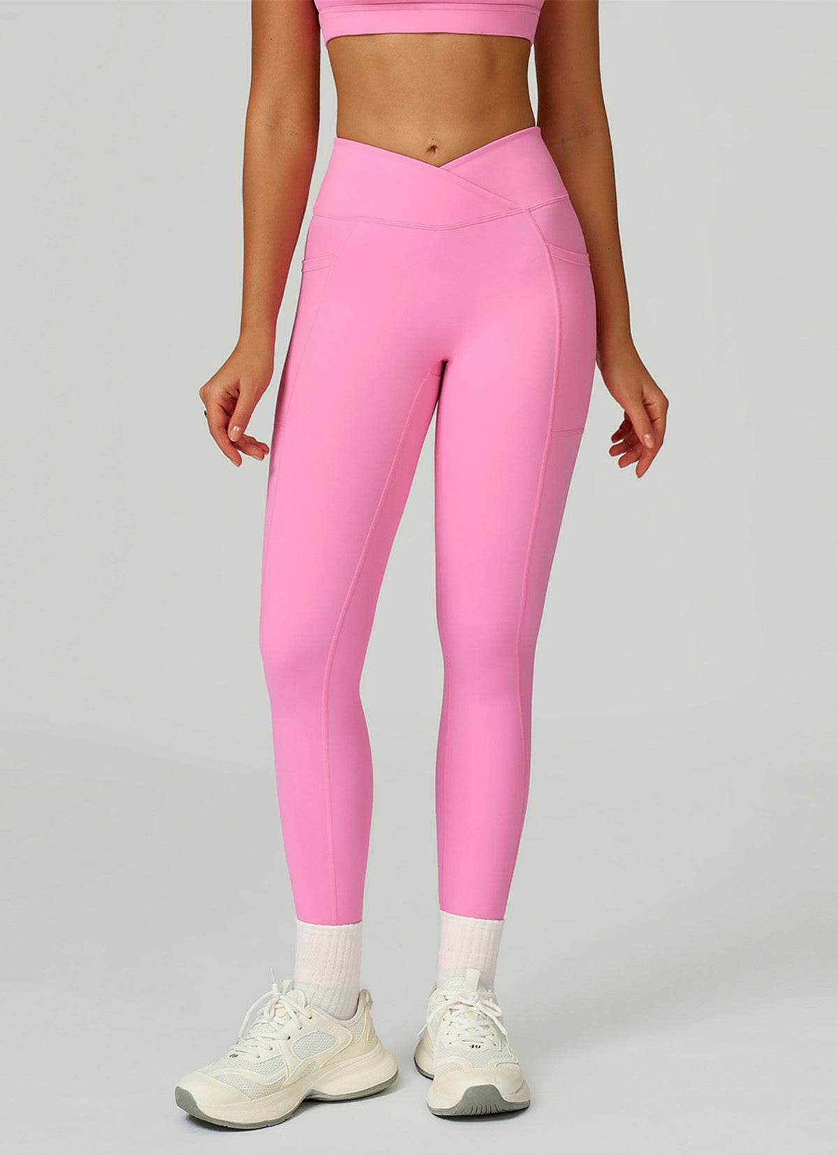 Cross Waist Yoga Leggings with Pockets