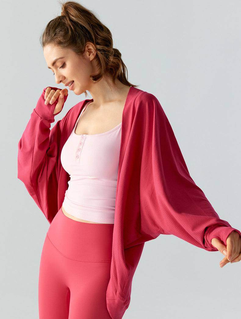 Sport Shawl with Thumb Cuffs Long Sleeve Cardigan Outerwear
