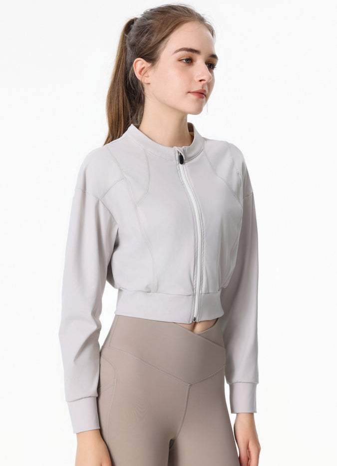 Ribbed Crop Workout Jacket