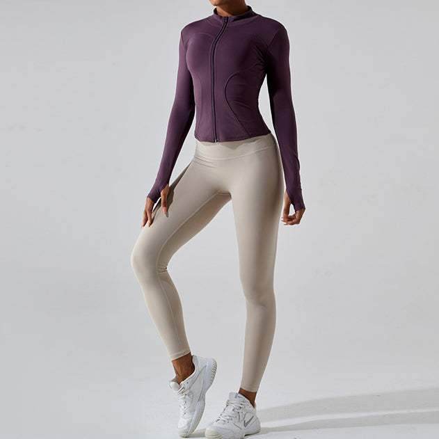 Full Zip Up Yoga Jacket with Thumb Hole