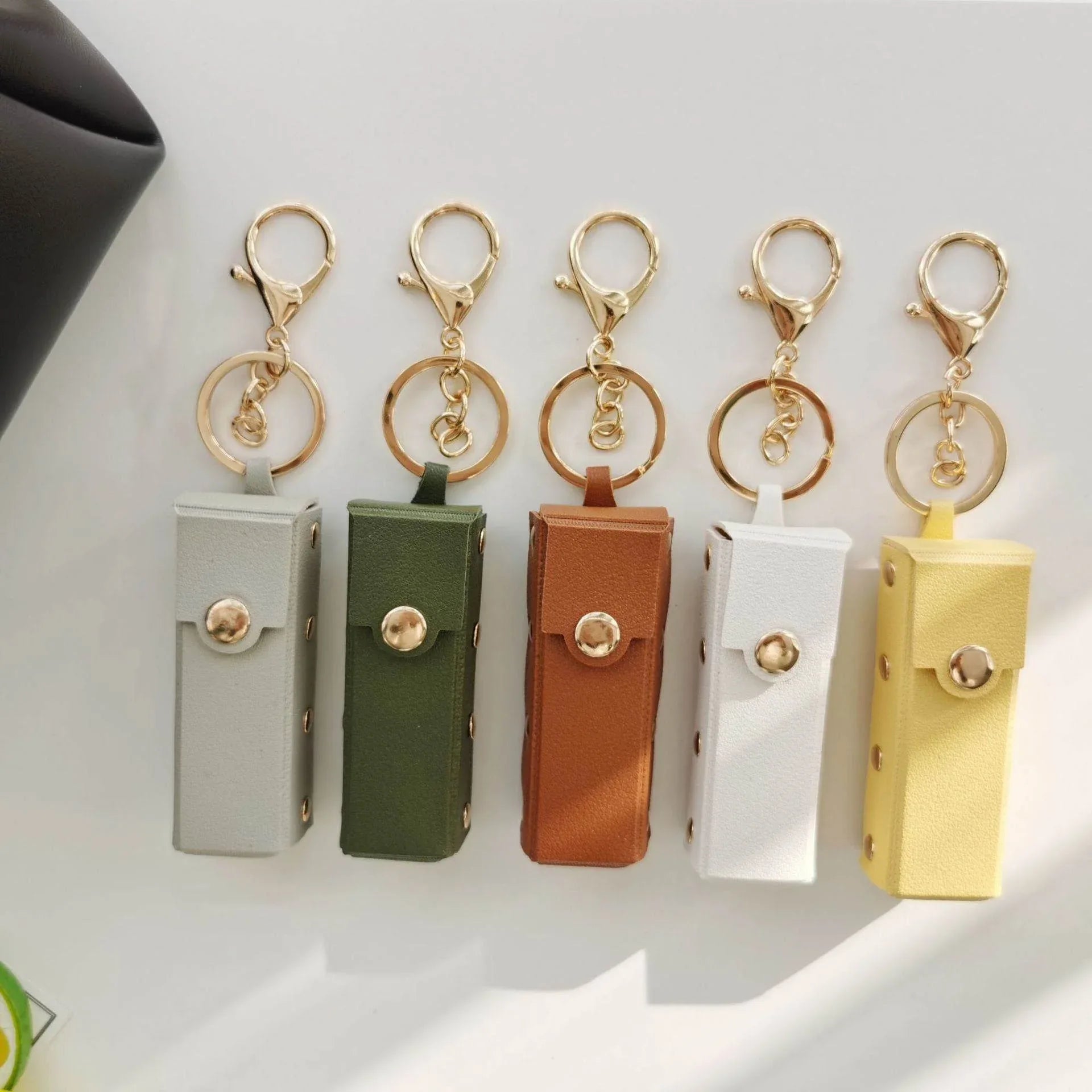PU Leather Lipstick Holder Keychain -