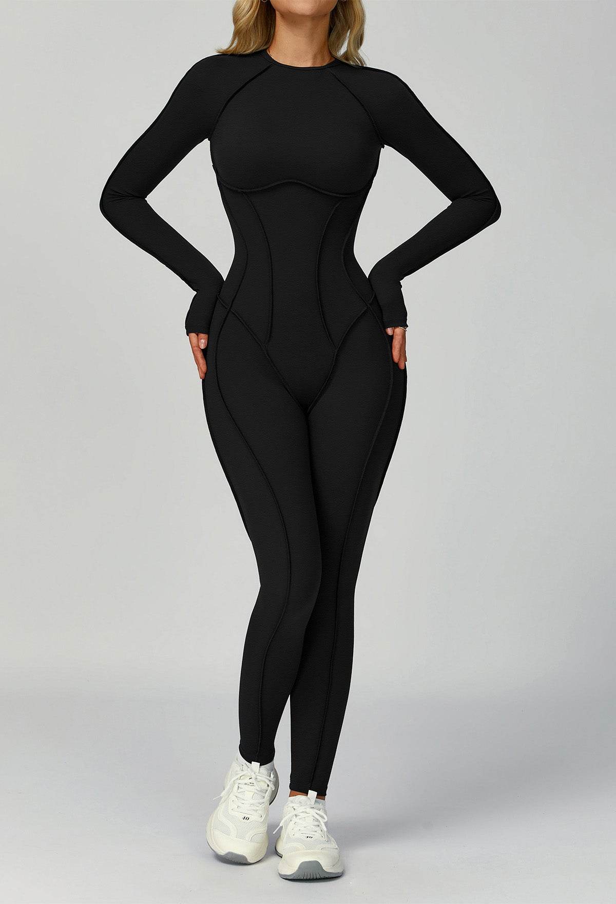 Long Sleeve Backless Yoga One Piece Jumpsuits -