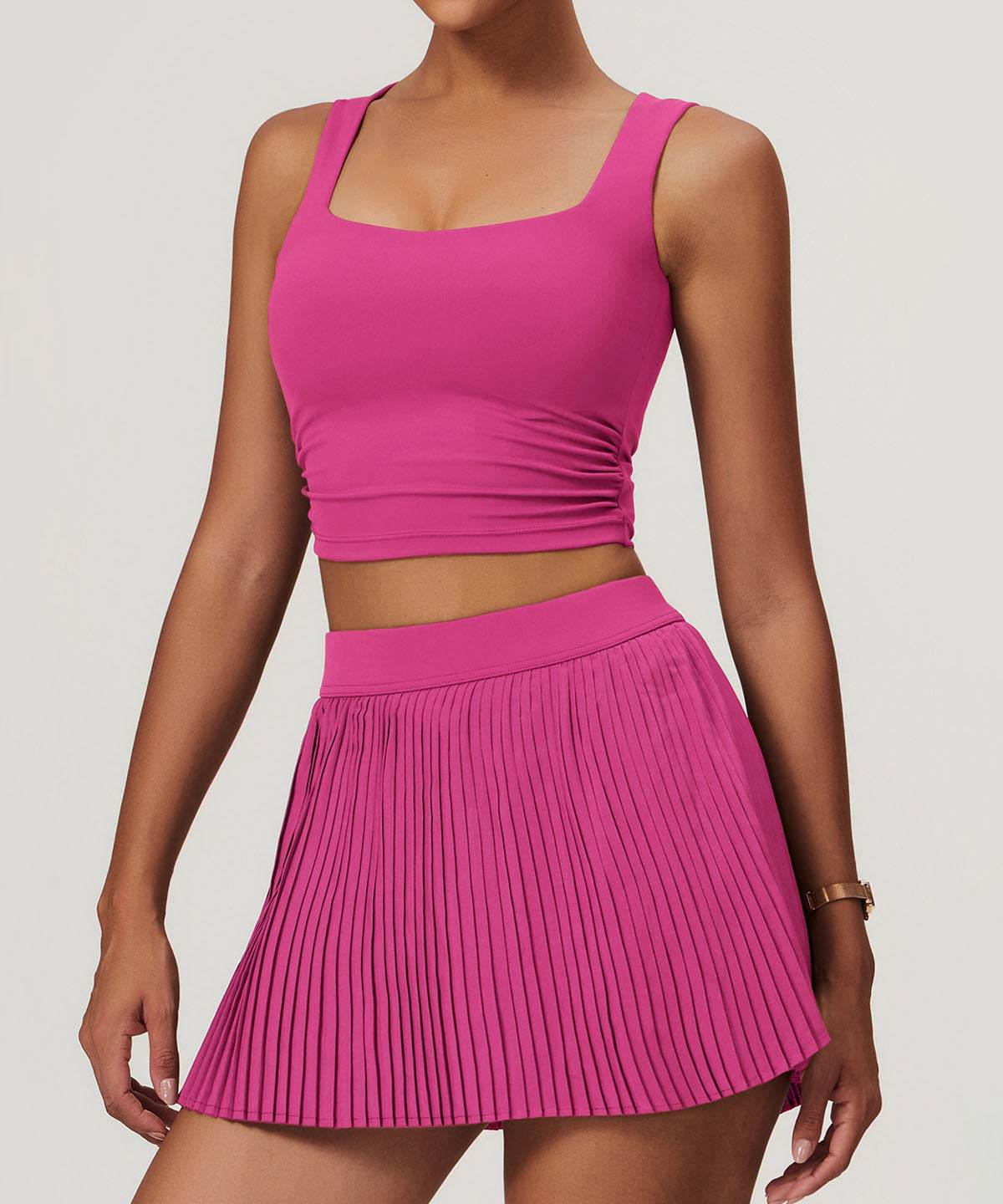 Low Square Neck Cropped Yoga Tank Top -