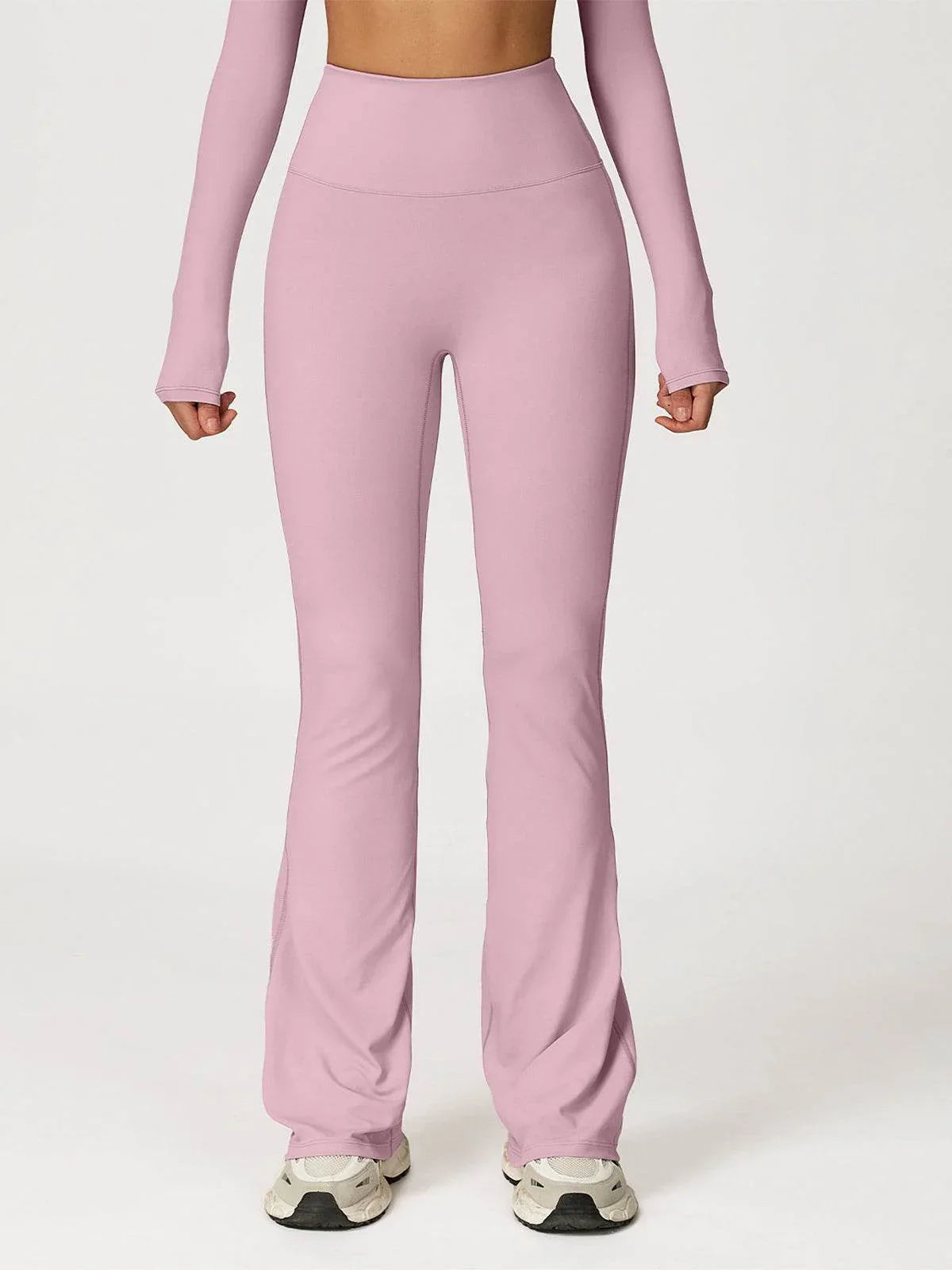 No Front Seam High Waisted Flare Bootcut Yoga Pants - Rose Purple