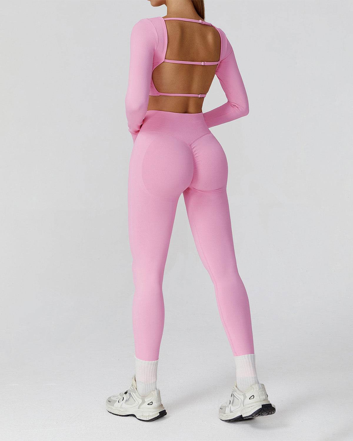 Athletic Wear with Long Sleeve Crop Top and Legging