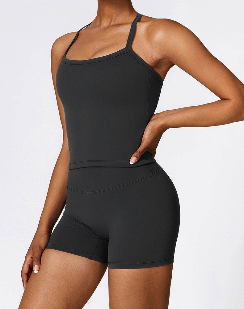 Athletic Wear with Criss Cross Back Tank Top and Short