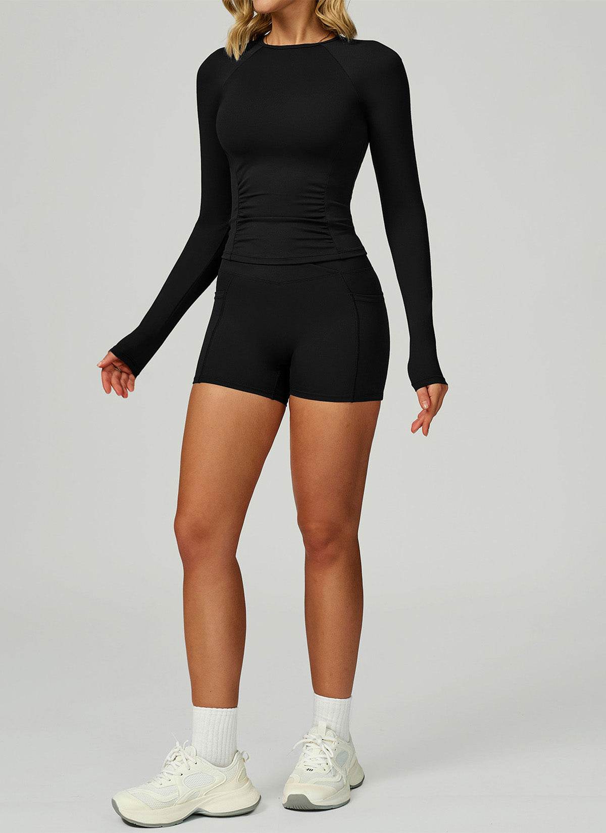 Sport Set with Long Sleeve Crew Neck T-Shirt and Short -