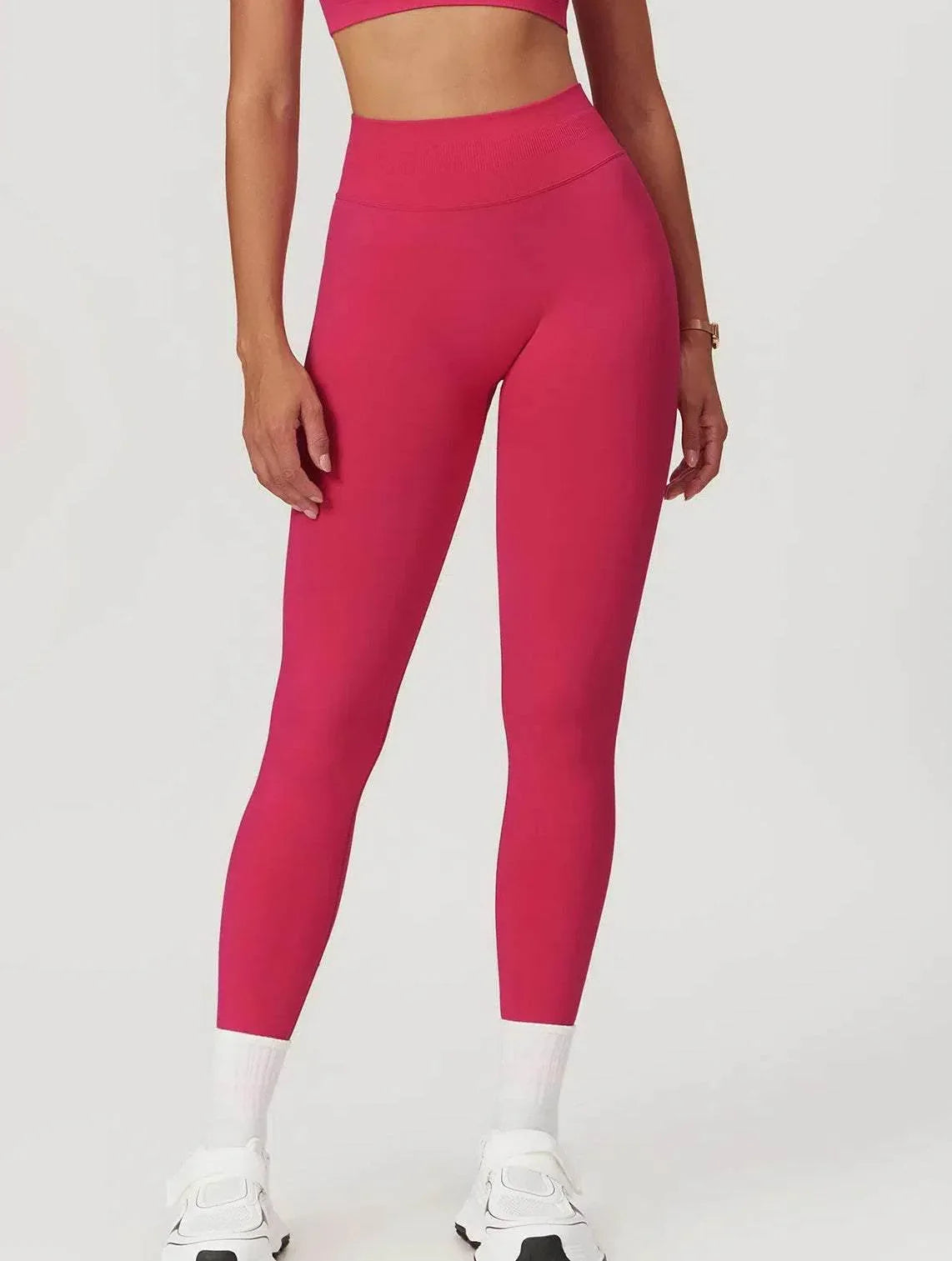 High Waist Athletic Leggings - Raspberry Red