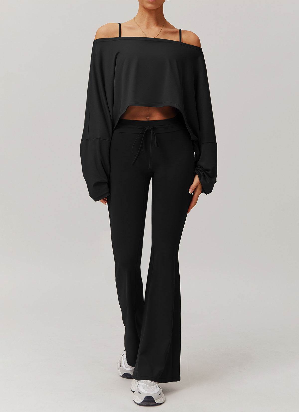Sports Sets with Long Sleeve T-Shirts and Flare Pants