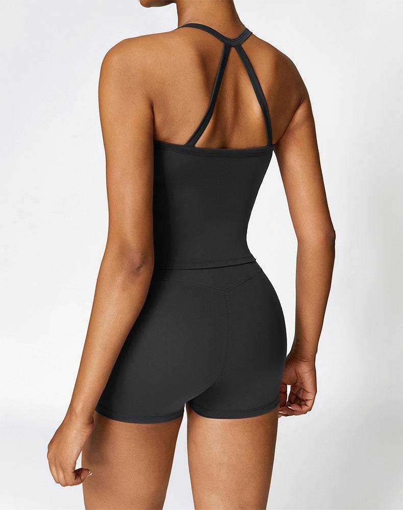 Athletic Wear with Criss Cross Back Tank Top and Short