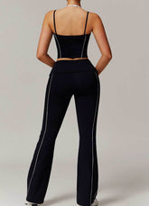 Activewear Set with Double Crossed Tank Top and Flare Pant