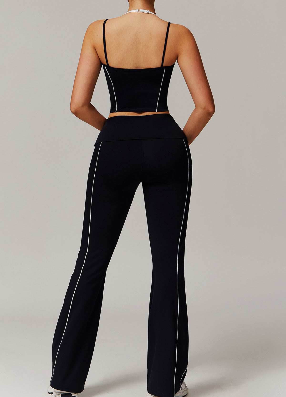Activewear Set with Double Crossed Tank Top and Flare Pant
