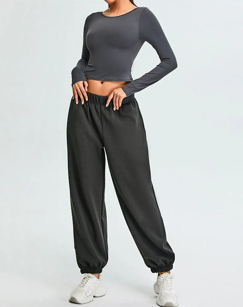 Activewear Set with U-Shaped Back Top and Sweatpant