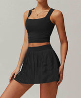 Activewear Set With Tank and Accordion Pleated Skirt