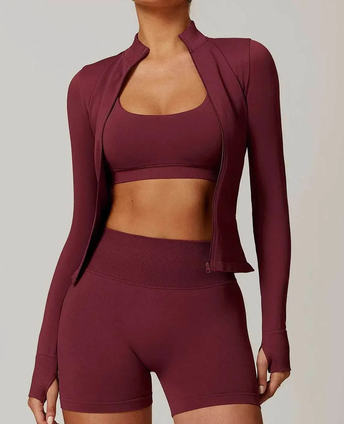 Slim Fit Full Zip Sports Jacket - Cherry Red