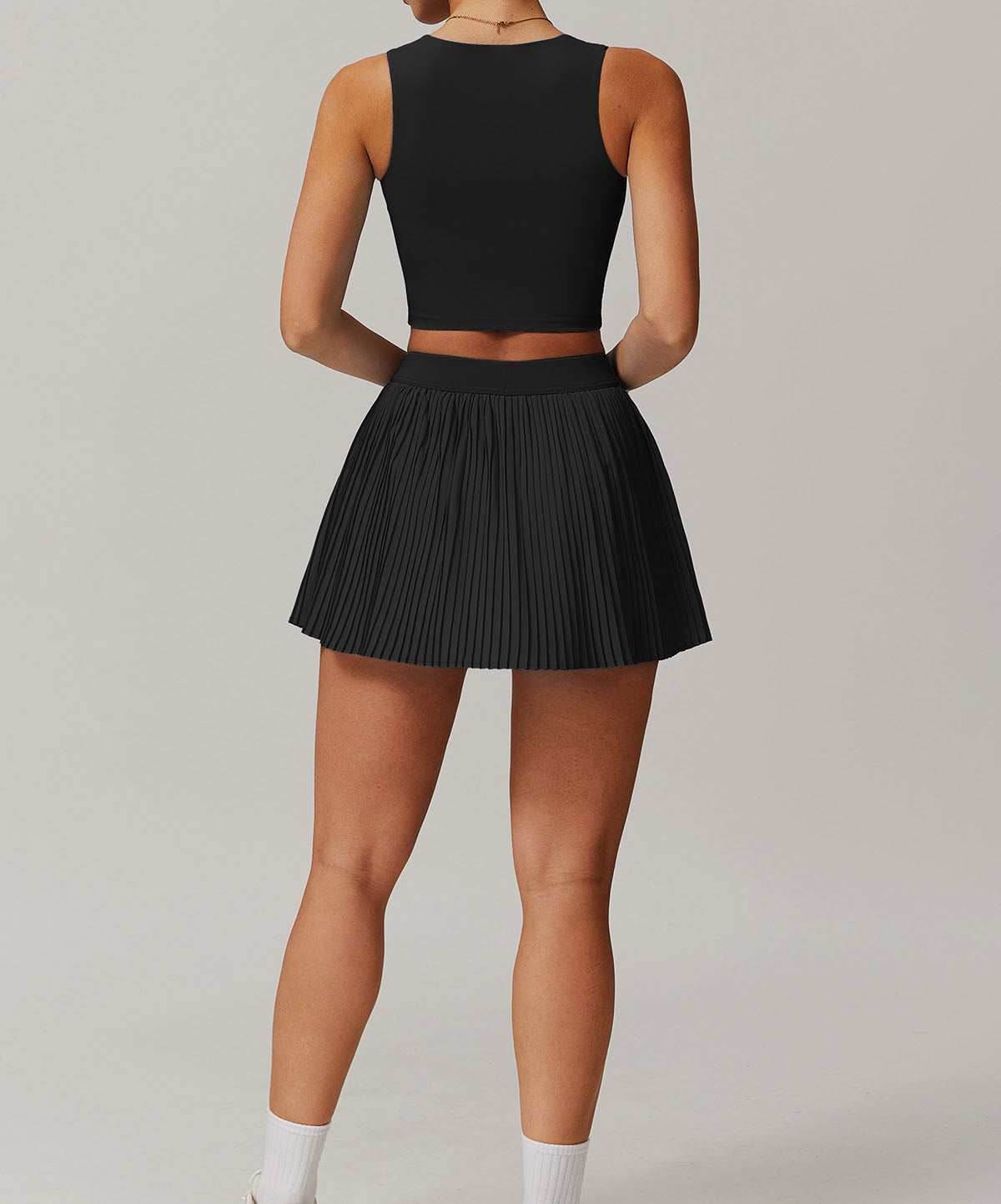 Activewear Set With Tank and Accordion Pleated Skirt