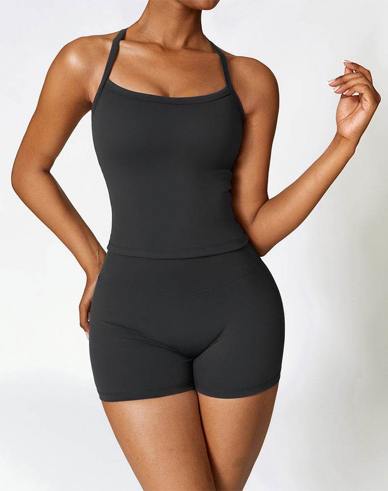 Athletic Wear with Criss Cross Back Tank Top and Short