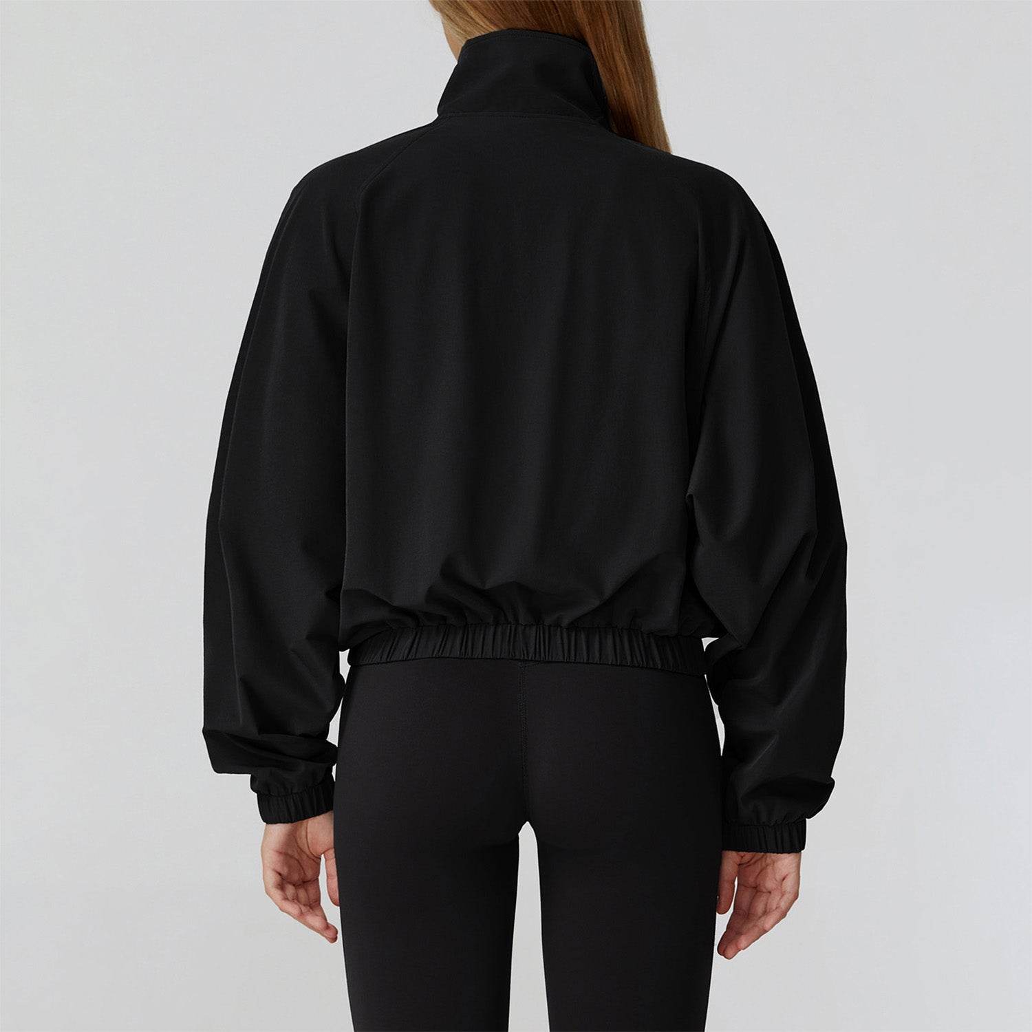 Full Zip Athletic Jacket Cropped Coats with Pockets