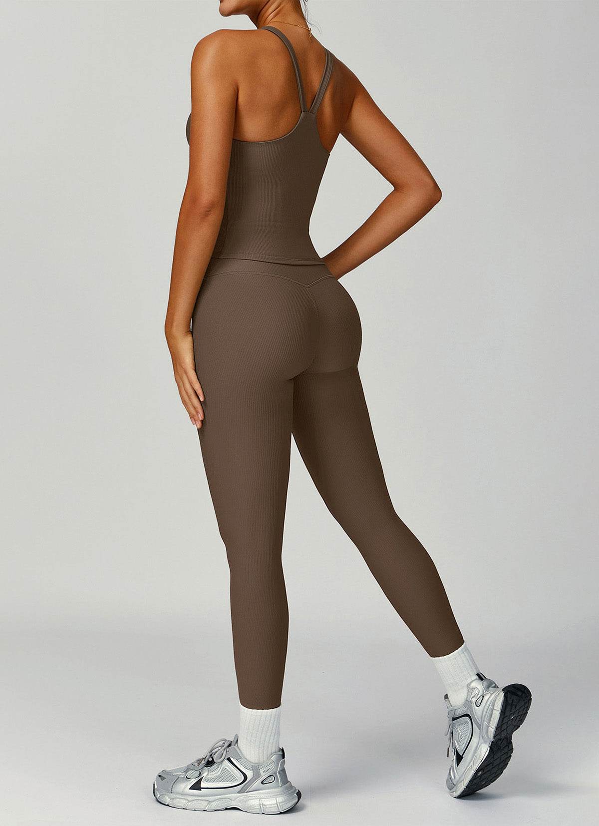 Ribbed Activewear Set with Sports Tank Top and Legging